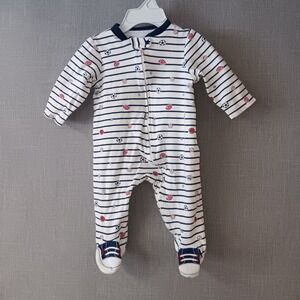 VTG Y2K Footie Pajamas Little Me Striped Sports Baseball Soccer Football‎ Boy 6M